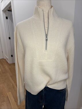 AYR Cream Half-Zip Wool Sweater